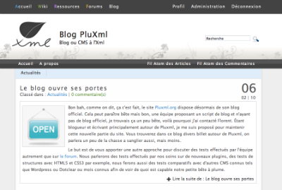 Ouverture blog PluXml